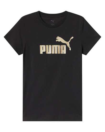 Immagine di PUMA - T-SHIRT MEZZA MANICA NERA ESSENTIAL + TEXTURED FOIL BIG LOGO DA DONNA, 692160-01