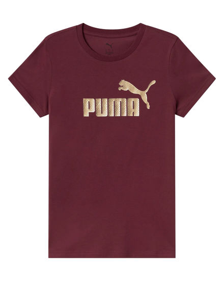 Immagine di PUMA - T-SHIRT MEZZA MANICA BORDEAUX ESSENTIAL + TEXTURED FOIL BIG LOGO DA DONNA, 692160-96