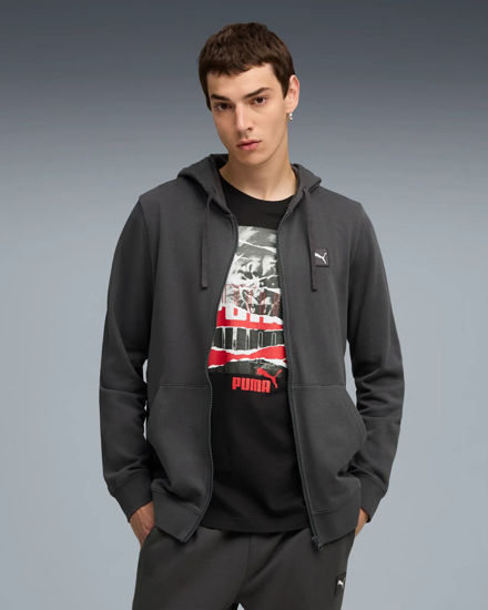 Immagine di PUMA -FELPA CON CAPPUCCIO FULL ZIP GRIGIA ESSENTIAL ELEVATED FZ HD DA UOMO, 688255-44