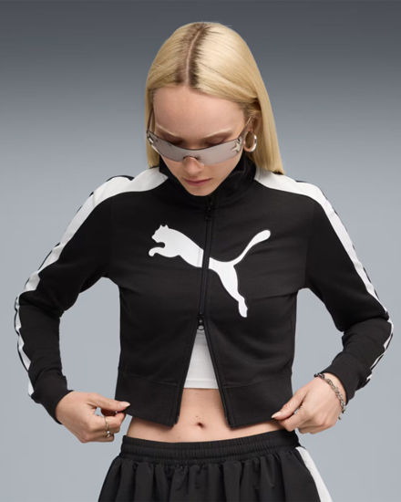 Immagine di PUMA - FELPA FULL ZIP CORTA NERA  FUTURE ARCHIVE T7 SLIM CROP DA DONNA, 632123-01