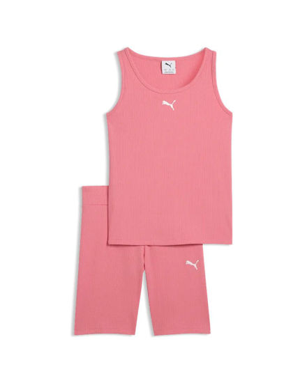 Immagine di PUMA - COMPLETO SHORT + CANOTTA ROSA  JUNIOR ( 7-16 ANNI)ESSENTIAL ELEVATED RIB, 692477-25