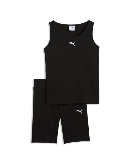 Immagine di PUMA - COMPLETO SHORT + CANOTTA NERO  JUNIOR ( 7-16 ANNI)ESSENTIAL ELEVATED RIB, 692477-01