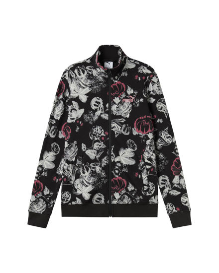 Immagine di PUMA - FELPA NERA FULL ZIP  ESSENTIAL + STAMPA FLORALE AOP TRACK DA DONNA,  689035-01