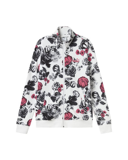 Immagine di PUMA - FELPA BIANCA FULL ZIP ESSENTIAL +STAMPA FLORALE AOP TRACK DA DONNA,  689035-02