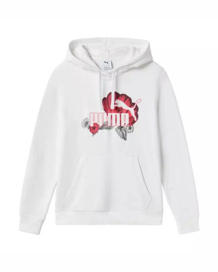 Immagine di PUMA - FELPA CON CAPPUCCIO BIANCA ESSENTIAL FLORAL BIG LOGO HD DA DONNA, 689032-02