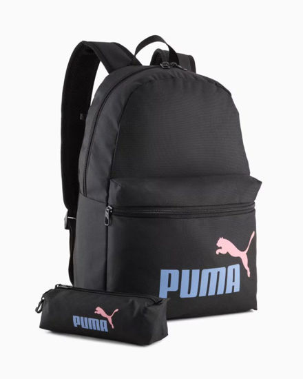 Immagine di PUMA - ZAINO + BORSELLO NERO PHASE BACKPACK LOGO CELESTE E ROSA,  092190-02