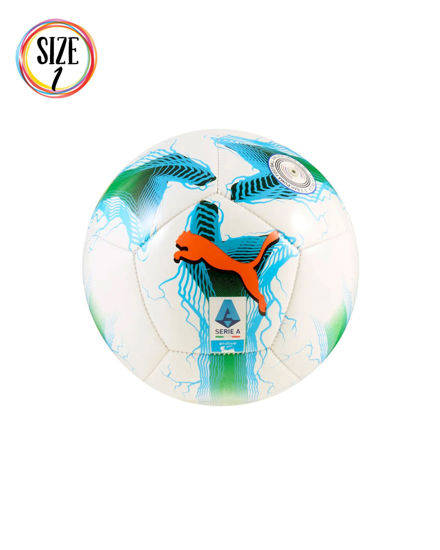 Immagine di PUMA - PALLONE MINI ORBITA SERIE A  BIANCO/MULTICOLOR  CON LOGO ARANCIONE MISURA 1, 084642-01