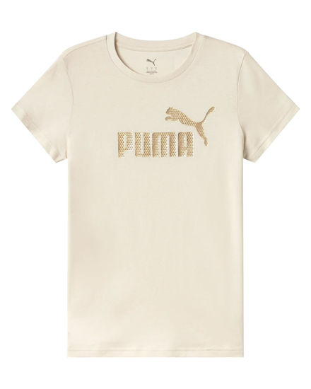 Immagine di PUMA - T-SHIRT MEZZA MANICA BEIGE ESSENTIAL + TEXTURED FOIL BIG LOGO DA DONNA, 692160-87