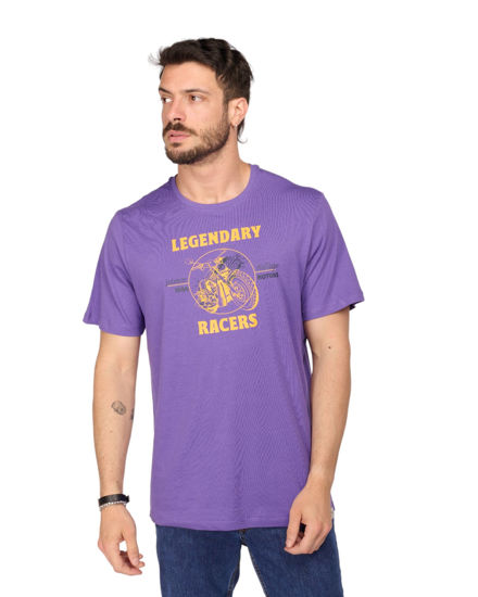 Immagine di BROKER'S - Tshirt manica corta viola con stampa in cotone