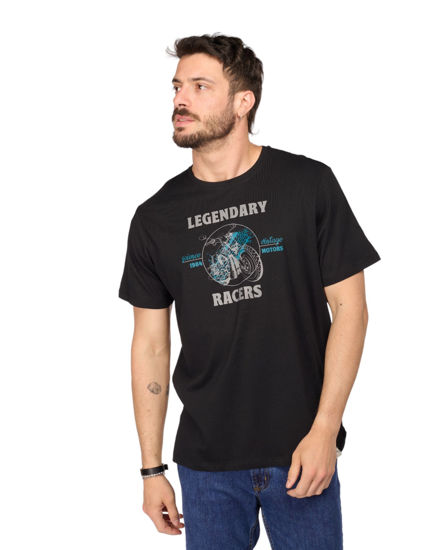 Immagine di BROKER'S - Tshirt manica corta nera con stampa in cotone