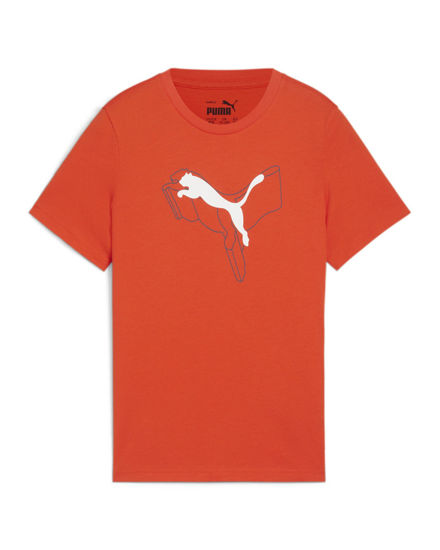 Immagine di PUMA - T-SHIRT JUNIOR ( 7-16 ANNI)  ARANCIONE ESSENTIAL +LOGO BIANCO - 681841-18