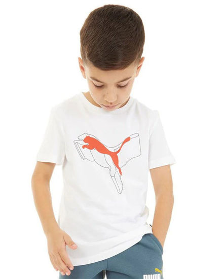 Immagine di PUMA - T-SHIRT JUNIOR ( 7-16 ANNI)  BIANCA ESSENTIAL +LOGO ROSSO - 681841-02