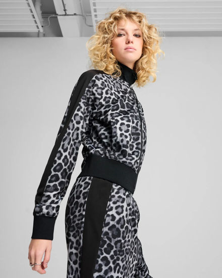 Immagine di PUMA - FELPA LEOPARD T7 LUXE AOP SHORT TRACK CON BANDE NERE DA DONNA , 632342-01