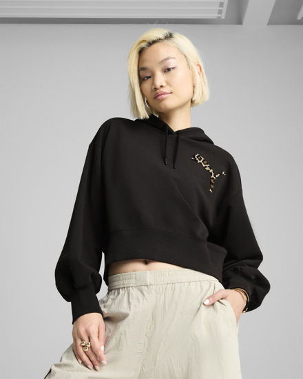 Immagine di PUMA - FELPA CON CAPPUCCIO NERA LEO LUXE RELAXED CROPPED HD DA DONNA, 632338-01