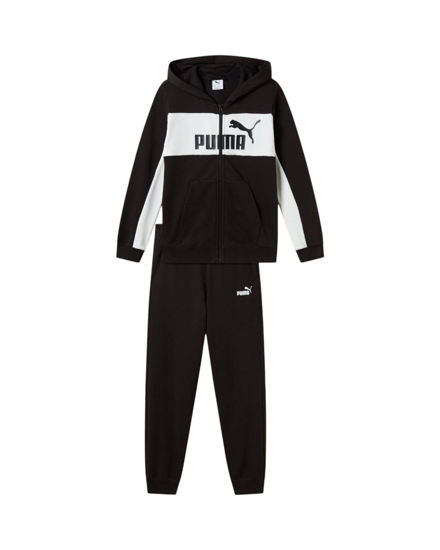 Immagine di PUMA  TUTA COMPLETA  JUNIOR ( 7-16 ANNI) CON CAPPUCCIO FULL ZIP ESSENTIAL BLOCK FZ HD NERA E BIANCA, 689047-01