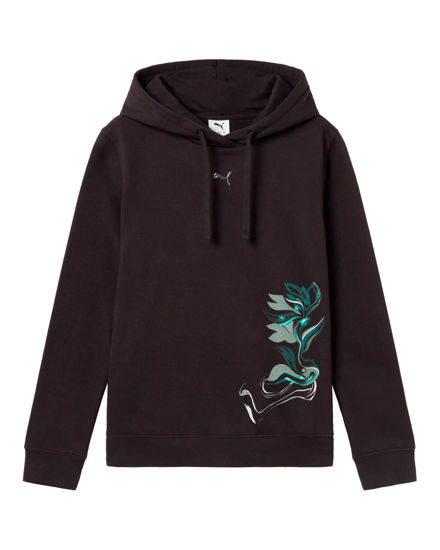Immagine di PUMA - FELPA CON CAPPUCCIO NERA GRAPHIC FLOWERED  DA DONNA, 693302-01