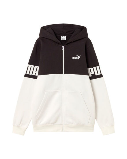 Immagine di PUMA - FELPA CON CAPPUCCIO FULL ZIP POWER COLORBLOCK NERA E BIANCA  DA UOMO , 693578-02