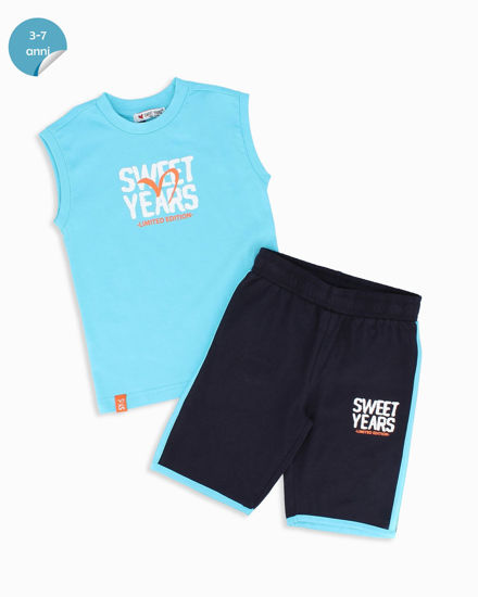 Immagine di SWEET YEARS - Completo smanicato acquamarina bambini 3-7 anni in cotone
