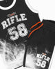 Immagine di RIFLE - Completo smanicato basket nero e bianco ragazzo 8-16 anni in cotone