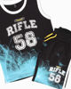 Immagine di RIFLE - Completo smanicato basket nero ragazzo 8-16 anni in cotone