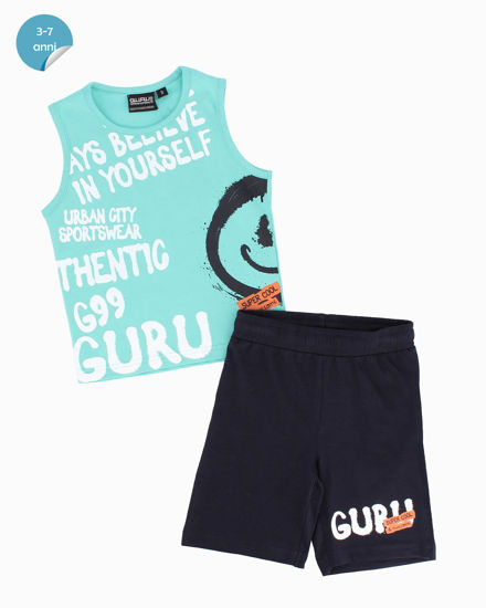 Immagine di GURU - Completo smanicato bambino 3-7 anni azzurro in cotone