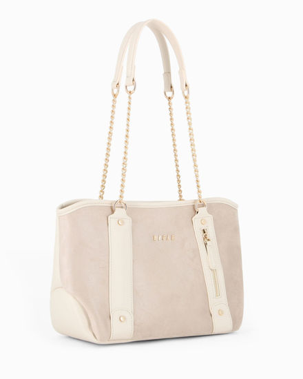 Immagine di RIFLE - Borsa due manici beige con parte frontale scamosciata