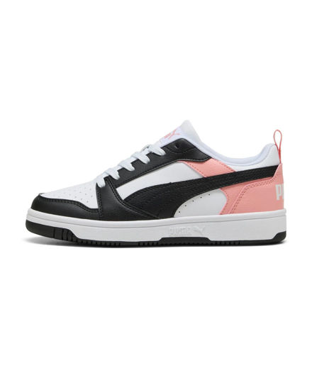 Immagine di PUMA - SNEAKERS JUNIOR REBOUND V6 LO GS BIANCHE CON DETTAGLI ROSA PESCA E NERI DAL 36 AL 39, 393833-24
