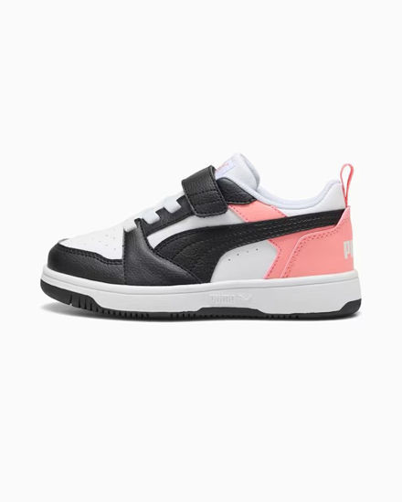 Immagine di PUMA -  SNEAKERS KIDS REBOUND V6 LO BIANCA CON DETTAGLI NERI E ROSA PESCA DAL 28 AL 35,  397419-24