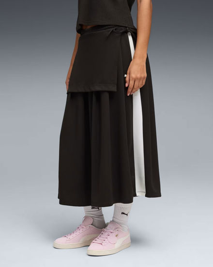 Immagine di PUMA -GONNA T7 MIDI PLEATED NERA CON BANDE BIANCHE, 634622-01