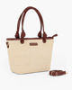 Immagine di NARDINI - Borsa a due manici beige intrecciata effetto paglia, tracolla removibile
