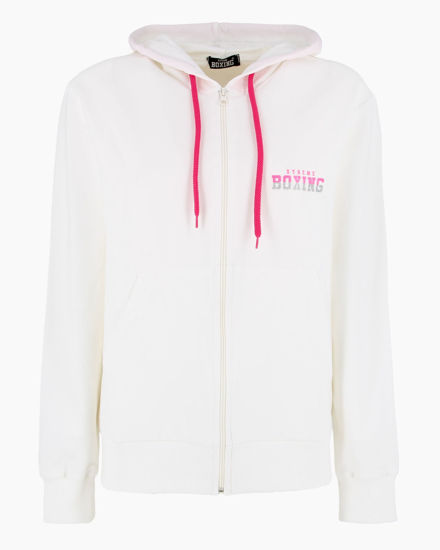 Immagine di XTREME BOXING - Felpa con cappuccio e zip completa panna da donna in cotone