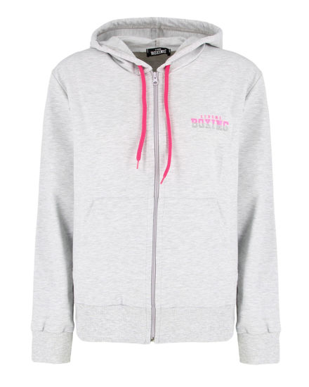 Immagine di XTREME BOXING - Felpa con cappuccio e zip completa grigia da donna in cotone