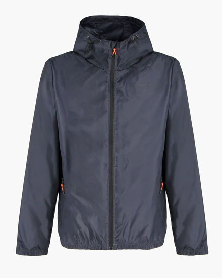 Immagine di WAIKIKI RUN- K-WAY CON CAPPUCCIO FULL ZIP  UOMO  BLU SCURO CON DETTAGLI ARANCIONI FLUO - VERANO