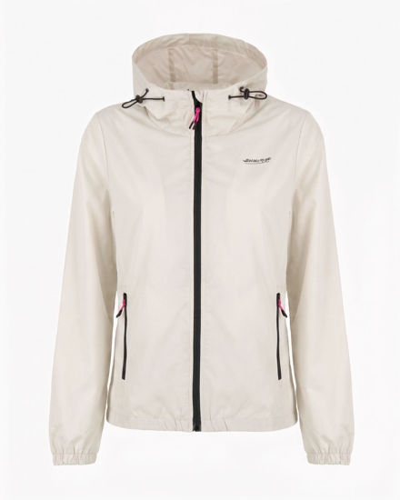 Immagine di WAIKIKI RUN- K-WAY CON CAPPUCCIO DONNA BIANCO PERLA  CON DETTAGLI FUXIA - LESINA