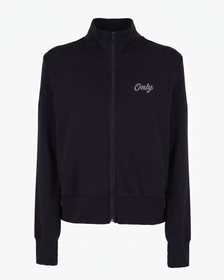Immagine di ONLY -  FELPA FULL ZIP NERA   CON LOGO STRASS DA DONNA, 10107