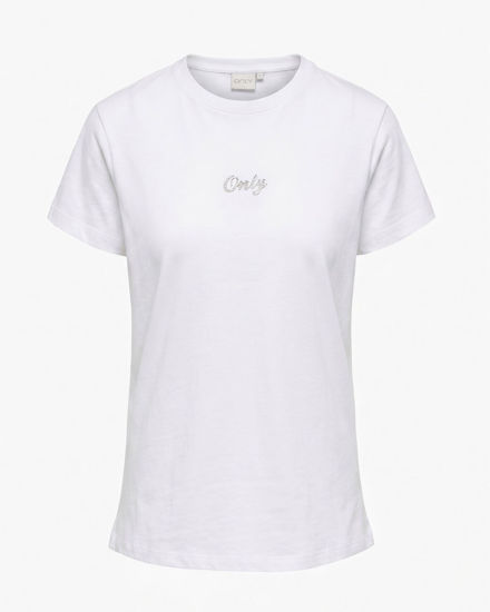 Immagine di ONLY -  T-SHIRT MEZZA MANICA BIANCA DA DONNA CON  LOGO STRASS -  10125