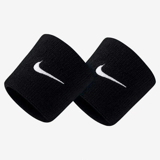 Immagine di NIKE- POLSINO TERGISUDORE SWOOSH NERO CON DETTAGLI BIANCHI, N.NN.04_010