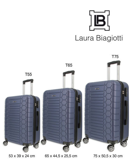 Immagine di LAURA BIAGIOTTI - TROLLEY BLU IN ABS E 4 RUOTE DOPPIE CON STAMPA TARTARUGATA