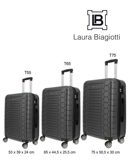 Immagine di LAURA BIAGIOTTI - TROLLEY NERO IN ABS E 4 RUOTE DOPPIE CON STAMPA TARTARUGATA