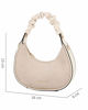 Immagine di RIFLE - Borsa a spalla beige con manico arricciato e parte frontale scamosciata, tracolla removibile