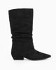 Immagine di ZOE - Stivale nero scamosciato a punta con zip laterale e gambale arricciato, tacco 3CM