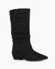 Immagine di ZOE - Stivale nero scamosciato a punta con zip laterale e gambale arricciato, tacco 3CM