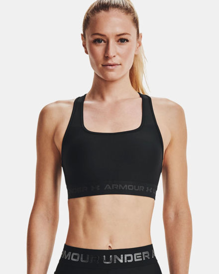 Immagine di UNDER ARMOUR - REGGISENO SPORTIVO CROSSBACK MID BRA NERO  CON DETTAGLI GRIGI DA DONNA, 1361034_0001