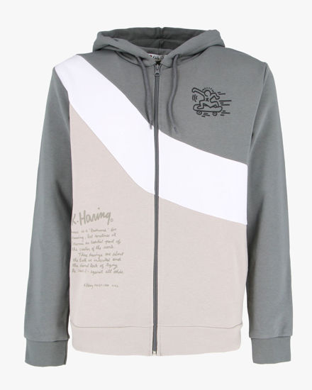 Immagine di KEITH HARING - Felpa con cappuccio e full zip asfalto/bianco/taupe da uomo