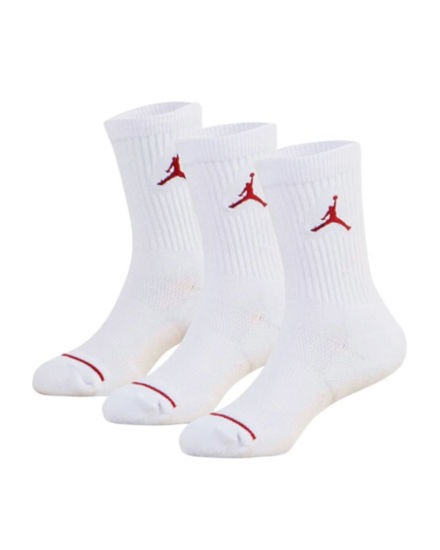 Immagine di NIKE JORDAN -  SET CALZE 3 PAIA JUMPMAN CREW 3PP BIANCHE CON DETTAGLI ROSSI, UJ0010/001