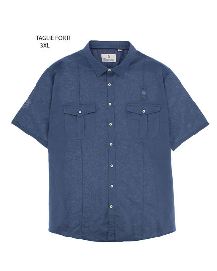 Immagine di BLUE LEMON - Camicia over manica corta indaco in lino