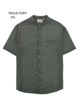 Immagine di BLUE LEMON - Camicia over manica corta verde militare con collo coreano in lino