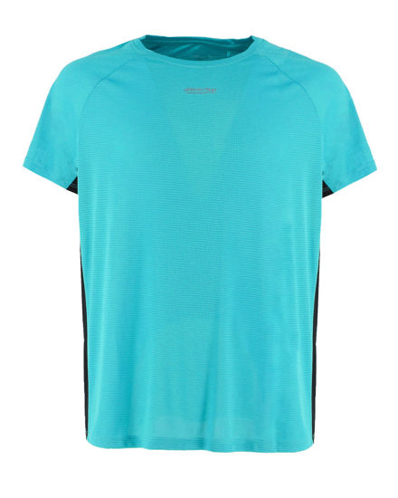 Immagine di WAIKIKI RUN - T-SHIRT SPORTIVA JAQUARD WAFFLE IN MESH TRASPIRANTE  AZZURRA E NERA DA UOMO - PEPE