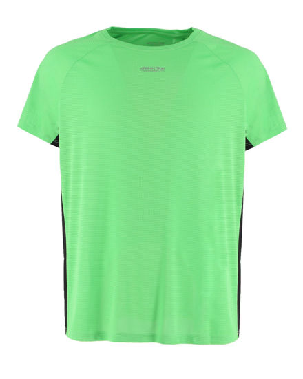 Immagine di WAIKIKI RUN - T-SHIRT SPORTIVA JAQUARD WAFFLE IN MESH TRASPIRANTE  VERDE FLUO E NERA DA UOMO - PEPE