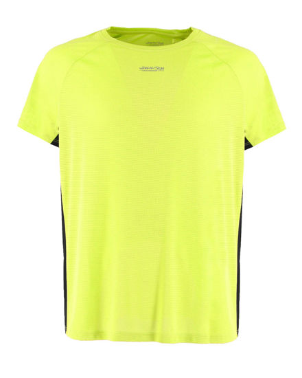 Immagine di WAIKIKI RUN - T-SHIRT SPORTIVA JAQUARD WAFFLE IN MESH TRASPIRANTE  GIALLA FLUO E NERA DA UOMO - PEPE